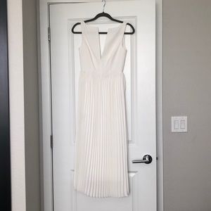 ASOS plunging white pleated midi dress women’s 0